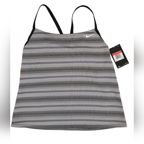 Nike Tankini Bathing Suit Top NWT Black, Gray, White Size Large - Picture 1 of 6